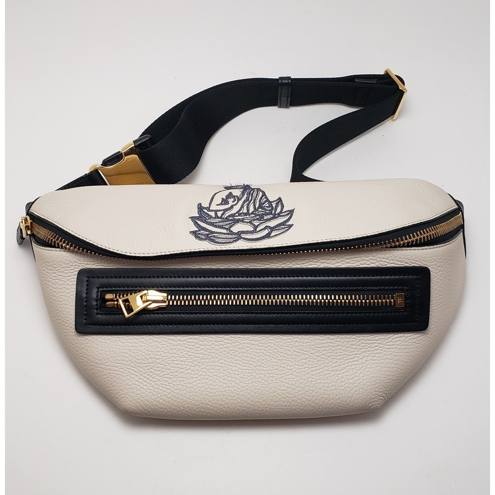 TOM FORD Buddha Lotus Flower White Leather Purse Bag With Original Receipt